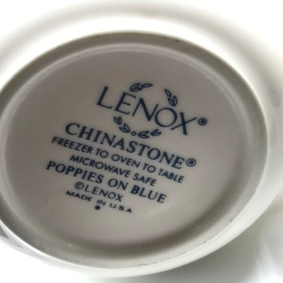 Vintage Lenox Set of 2 Coffee Tea Mugs Poppies On Blue Made In USA Replacements - Picture 7 of 10